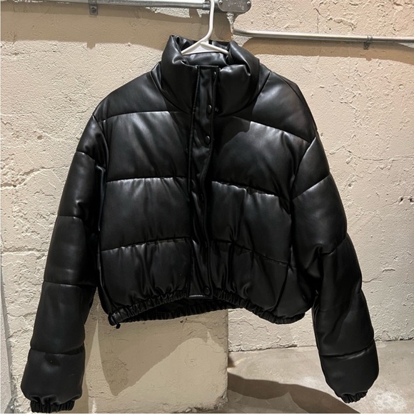 Zara Faux Leather Puffer Jacket - Picture 3 of 7